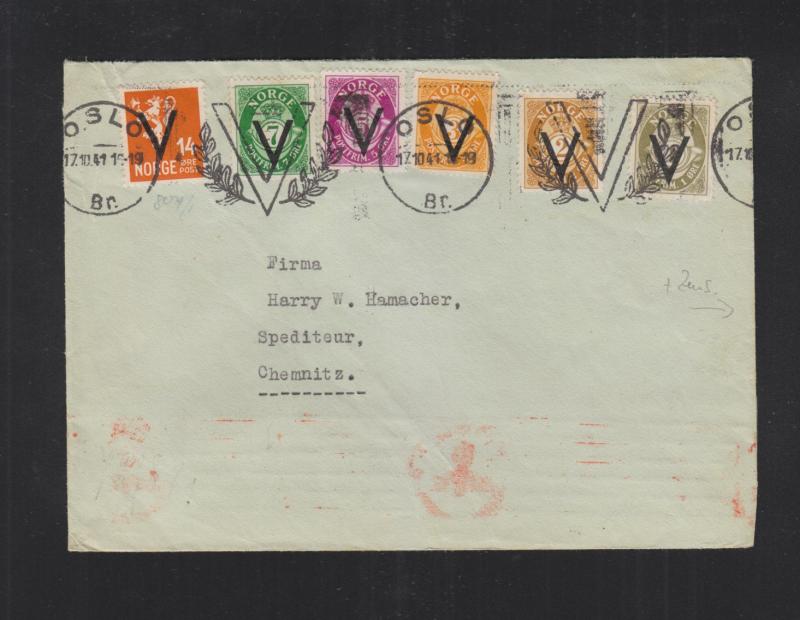Norway Cover 1941 Overprints Special Cancellation
