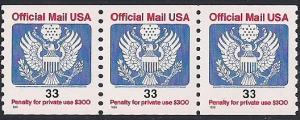 O157 33 cent official coil eagle Stamp M OG NH EGRADED VF 81