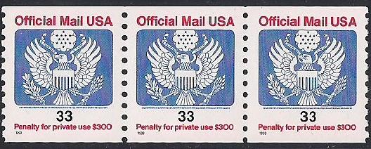 O157 33 cent official coil eagle Stamp M OG NH EGRADED VF 81