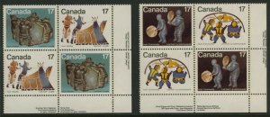 Canada 836a,8a BR Plate Blocks MNH Inuit Art, Shelter & Community
