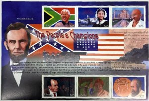 LIBERIA 2001 The People's Champions - Gandhi - Lincoln - Sheet of 6 Stamps - MNH