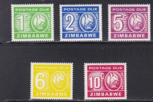 Zimbabwe # J20-24, Postage Due Numerals, Mint NH, 1/2 Cat.