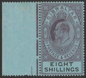 GIBRALTAR 1903 KEVII 8/- dull purple & black on blue. MNH **.