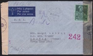 SWITZERLAND 1944 DOUBLE CENSOR airmail cover Lausanne to USA................A961