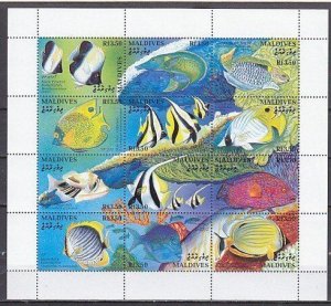 Maldives MNH S/S 1868 Reef Fish 12 Stamps