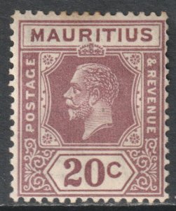 Mauritius Scott 192 - SG234, 1921 George V 20c MH*