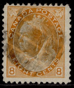 CANADA QV SG162, 8c brownish orange, FINE USED. Cat £45.