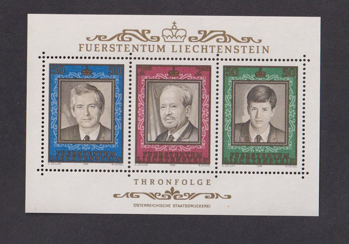 Liechtenstein  #885  MNH  1988  sheet portraits