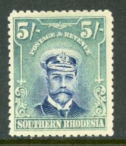 Southern Rhodesia 1924 British KGV 5' Blue & BLue Green Scott #14 Mint A926