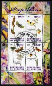 BURUNDI SHEET USED BUTTERFLIES INSECTS 