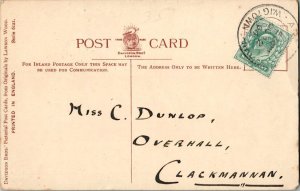 Great Britain 1/2d KEVII 1904 Ardwell, Wigtownshire double ring PPC to Clackm...