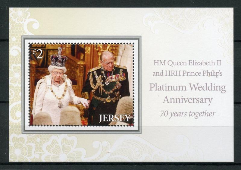 Jersey 2017 MNH Queen Elizabeth II Philip Platinum Wedding 1v M/S Royalty Stamps