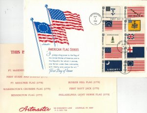 1968 HISTORIC FLAGS SERIES 10 STAMP COMBO FDC 1345-1354 & TEXT CARD