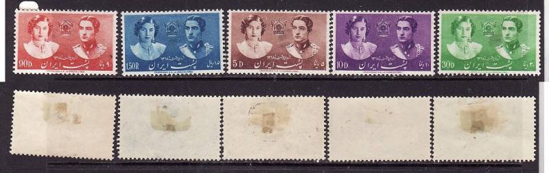 Iran-Sc#871-5-unused hinge remnant set-Crown Prince & Princess-1939-