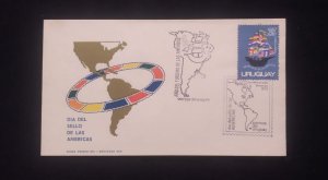 D)1972, URUGUAY, STAMP DAY OF THE AMERICAS, YEAR OF TOURISM IN THE AMERICAS,