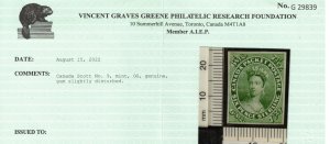 Canada #9 Very Fine Mint Full Original Gum Hinged **With Certificate**