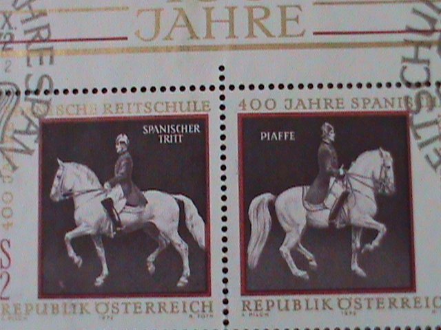 AUSTRIA-1972 SPENISH RIDING SCHOOL 400TH ANNIVERSARY CTO FANCY CANCEL SHEET-VF