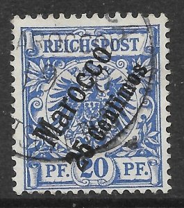 GERMAN P.O.'S IN MOROCCO SG4 1899 25c ON 20pf ULTRAMARINE USED