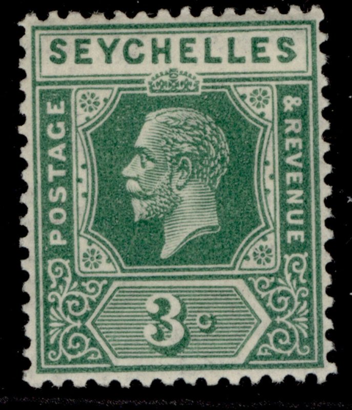 SEYCHELLES GV SG99, 3c green, M MINT.