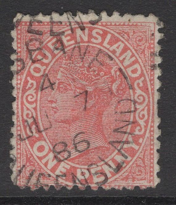 QUEENSLAND SG179 1887 1d VERMILION-RED USED 