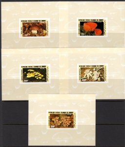 Comoro Islands 1985 Sc#357/361 MUSHROOMS 5 DELUXE SOUVENIR SHEETS IMPERF.MNH