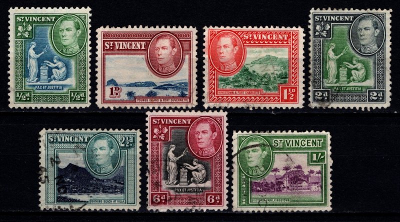 St Vincent 1938-47 George VI definitives (£, s & d), Part Set [Used]