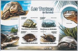 BURUNDI - ERROR, 2011 MISSPERF SHEET: TURTLES, ANIMALS, FAUNA