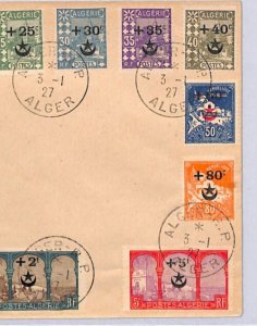 ALGERIA Cover 1927 SEMI-POSTAL Set{13} *STAR/CRESCENT* O/p France Cols YF268