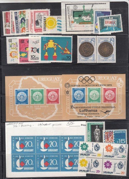 Uruguay Scott 706 // 793a Mint NH sets and S/S (Catalog Value $54.95)