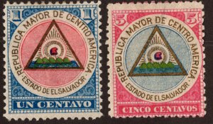 El Salvador Scott 175-176 Unused hinged.