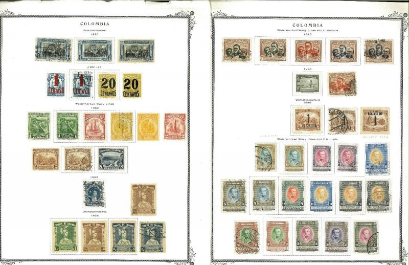 Colombia 1871-1967 Mostlu Used (a few Mint) JHinged on Scott Specialty Pages