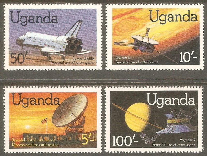 UGANDA Sc# 337 - 340 MNH FVF Set4 Space Shuttle Satellite Voyager & Pioneer 2