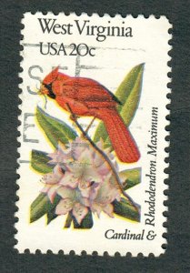 2000 West Virginia Birds and Flowers used single - perf 10.5 x 11