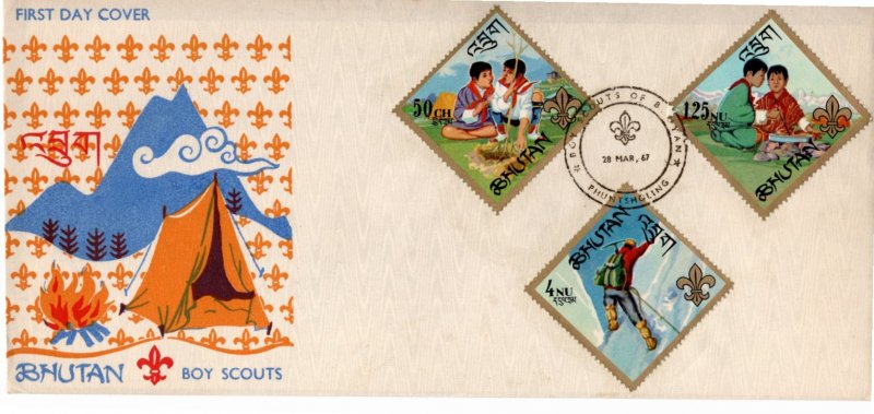 Bhutan 1967 Sc 86, 86A-E FDC 1
