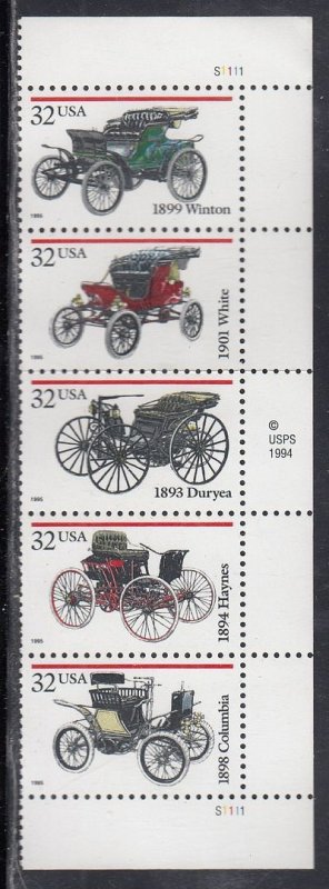 United States Scott 3023a UR Pl Blk MNH - Antigue Automobiles