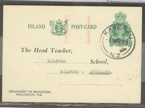 New Zealand  1962 QE II Education P.C., uprated with 1/2c meter, middle hyphen, Kawerau, couple tiny spots