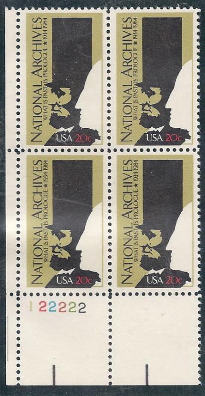 US#2081 - $0.20 National Archives PB of 4 (MNH) CV $1.85