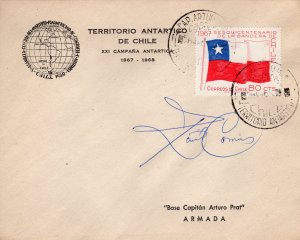 Chile 1968 ANTARCTIC BASE CAPITAN ARTURO PRAT SIGNED POSTAL HISTORY