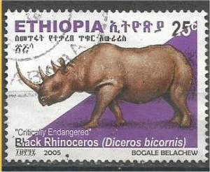 ETHIOPIA. 2005, used 25c, Rhinoceros Scott 1686