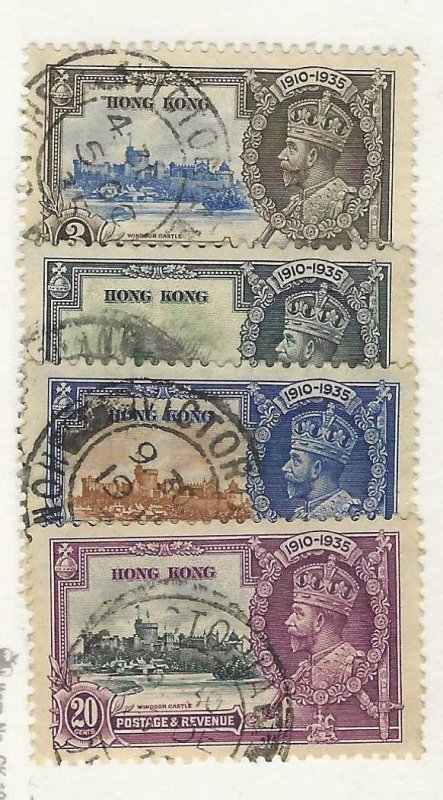Hong Kong Sc #147-150 Silver Jubilee set of 4 used VF