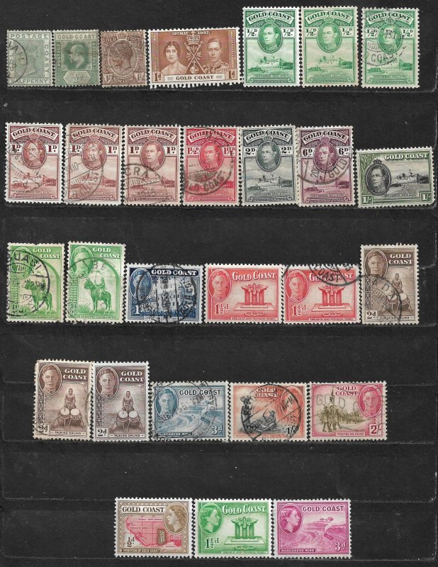 COLLECTION LOT OF 28 GOLD COAST 1884+ STAMPS CLEARANCE