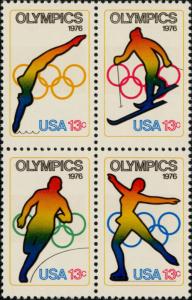 1976 13c Olympic Games, Innsbruck & Montreal Block of 4 Scott 1695-98 Mint VF NH