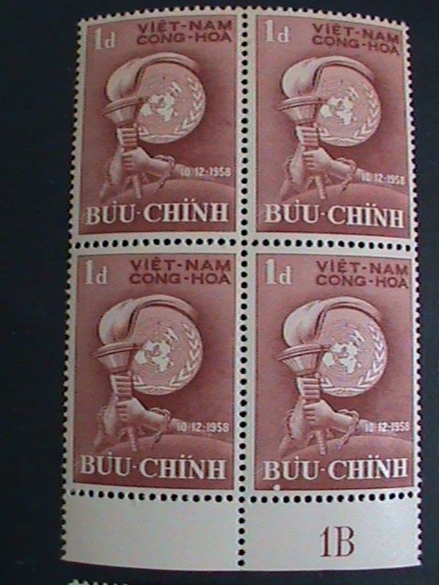 ​VIETNAM STAMP:1958 VERY OLD FREEDOM OF HUMAN RIGHTS RARE MNH BLOCK OF 4 VF