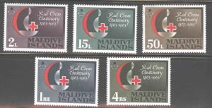 Maldive Islands Scott 124-128 MNH** Red Cross centennial set