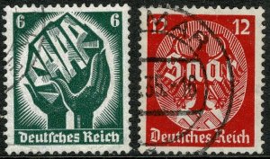 GERMANY 1934 SAAR PLEBISCITE USED (VFU) SG541-542 Wmk. 97 P.14 SUPERB