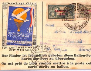 POLAND BALLOON MAIL Air Drop/Retour Card *SZCZUCZYN* CDS 1934 GORDON BENNETT WB2