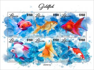 LIBERIA- 2023 - Goldfish - Perf 6v Sheet - Mint Never Hinged