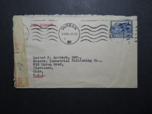 South Africa 1941 Censor Cover to USA (II) - Z12026