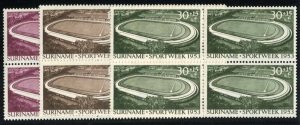 Netherlands Colonies, Suriname #B55-57 Cat$138+, 1953 New Stadium, set in blo...