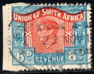 1946 South Africa Revenue 6 Pence King George VI General Stamp Duty